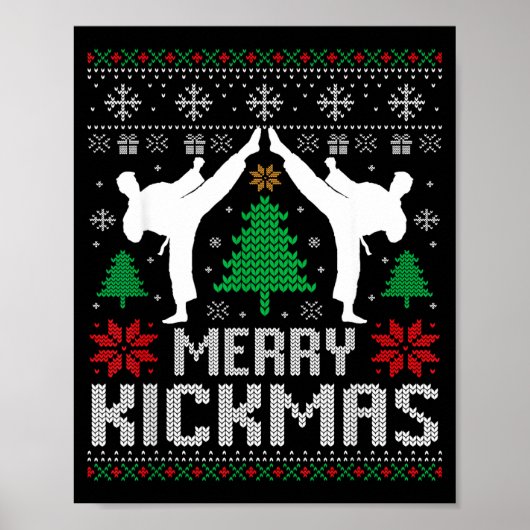 Prettig Kerstdag Karate Jiu Jitsu Lelijk Kerstmis Poster (Voorkant)