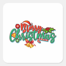 prettig kerstdag vierkante sticker