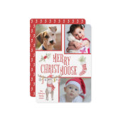 Prettig "Kerstelandrendier" Drie Foto Kerstmis Kaart (Voorkant / Achterkant in situ)