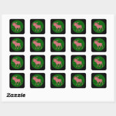 PRETTIG KERSTFEEËST RENDIER ELAND VIERKANTE STICKER (Vel)