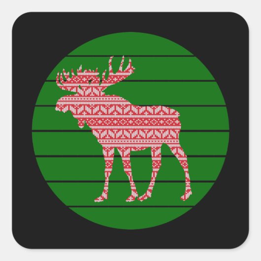 PRETTIG KERSTFEEËST RENDIER ELAND VIERKANTE STICKER (Voorkant)