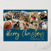 Prettig kerstfeest 10 foto collage folie feestdagenkaart (Voorkant)