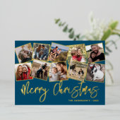 Prettig kerstfeest 10 foto collage folie feestdagenkaart (Staand Voorkant)
