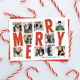 Prettig kerstfeest 10 foto collage vet modern rood feestdagenkaart