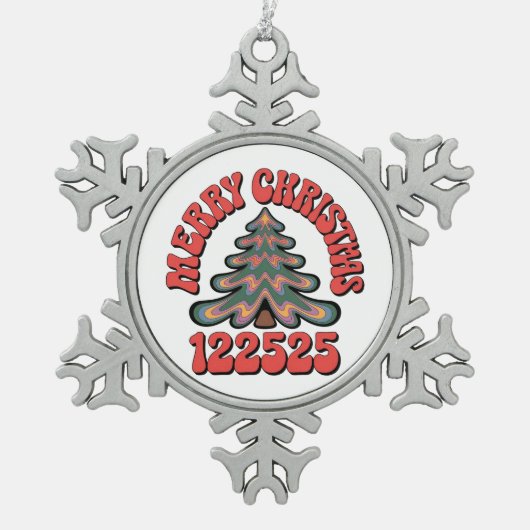 Prettig kerstfeest 122525 tin sneeuwvlok ornament (Voorkant)