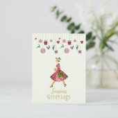 Prettig kerstfeest 1950 Vintage dame Feestdagenkaart (Staand voorkant)