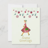 Prettig kerstfeest 1950 Vintage dame Feestdagenkaart (Voorkant)