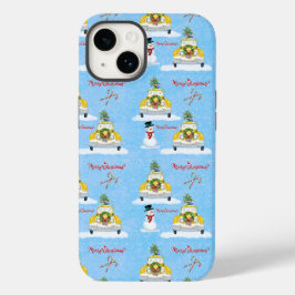 Prettig kerstfeest 1950s New York Gele Taxi Patroo Case-Mate iPhone 14 Hoesje