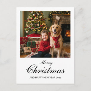 Prettig kerstfeest 1 Foto Elegant Script Vakantie Feestdagenkaart