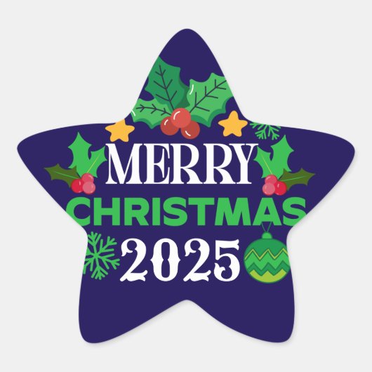 Prettig kerstfeest 2025-86303 ster sticker (Voorkant)
