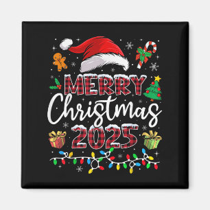 Prettig kerstfeest 2025 Kerstman Elf Grappig Famil Magneet