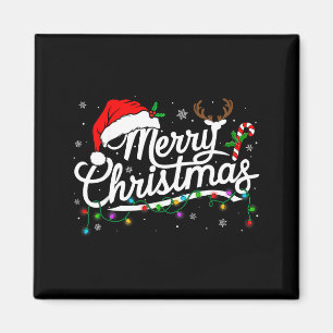 Prettig kerstfeest 2025 Kerstman Hoed Rendier Kers Magneet