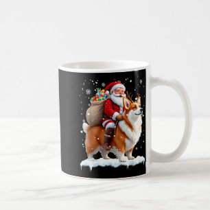 Prettig kerstfeest 2025 Kerstman rijdt op Corgi ho Koffiemok