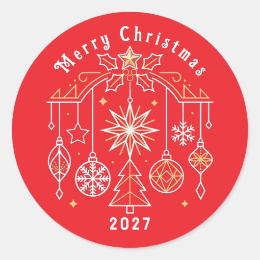 Prettig kerstfeest 2027 ontwerp ronde sticker (Voorkant)