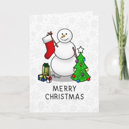 Prettig kerstfeest 2 Boom Kous Sneeuwman Kaart (Voorkant)