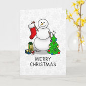 Prettig kerstfeest 2 Boom Kous Sneeuwman Kaart (Gele Bloem)