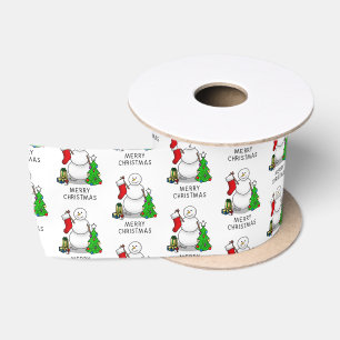 Prettig kerstfeest 2 Boom Sock Kerstman Satijnen Lint