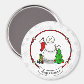 Prettig kerstfeest 2 Boom Sock Sneeuwman Magneet (Voorkant / Achterkant)