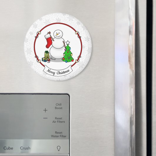 Prettig kerstfeest 2 Boom Sock Sneeuwman Magneet (Insitu (Koelkast))