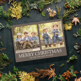 Prettig kerstfeest 2 Familie Foto Roestbruin  Feestdagenkaart
