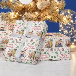 Prettig kerstfeest 2 foto's Kerstdoodles Cadeaupapier