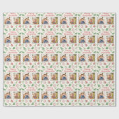 Prettig kerstfeest 2 foto's Kerstdoodles Cadeaupapier (Vlak)