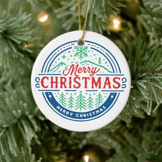 Prettig kerstfeest 2 keramisch ornament (Boom)