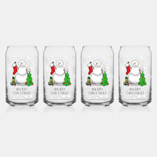 Prettig kerstfeest 2 Kerstboom Kous Sneeuwman Blikvorm Glas
