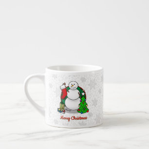 Prettig kerstfeest 2 Kerstboom Kous Sneeuwman Espresso Kop