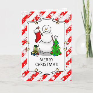 Prettig kerstfeest 2 Kerstboom Kous Sneeuwman Kaart
