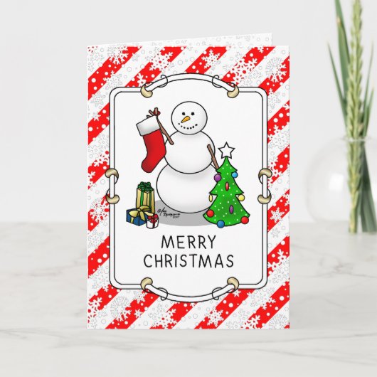 Prettig kerstfeest 2 Kerstboom Kous Sneeuwman Kaart (Voorkant)