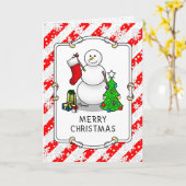 Prettig kerstfeest 2 Kerstboom Kous Sneeuwman Kaart (Gele Bloem)