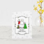 Prettig kerstfeest 2 Kerstboom Kous Sneeuwman Kaart (Gele Bloem)