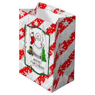 Prettig kerstfeest 2 Kerstboom Kous Sneeuwman Medium Cadeauzakje