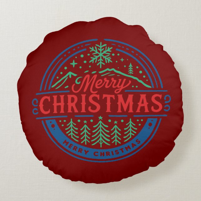 Prettig kerstfeest 2 rond kussen (Achterkant)