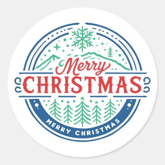 Prettig kerstfeest 2 ronde sticker (Voorkant)