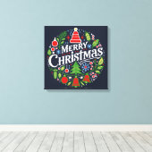Prettig kerstfeest 3 canvas afdruk (Insitu (Houten vloer))
