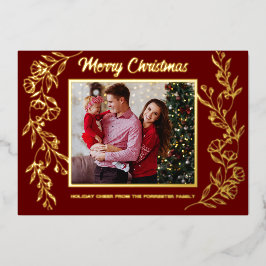 Prettig kerstfeest  3 familie Foto blad kunst  Folie Feestdagenkaart