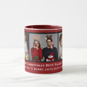 Prettig kerstfeest 3 Familie Foto Collage Kerstmis Mok