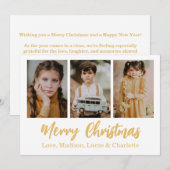 Prettig kerstfeest 3 foto collage goud kaart (Voorkant / Achterkant)