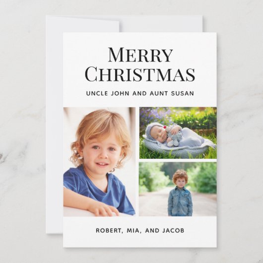 Prettig kerstfeest 3 foto collage Oom Tante Feestdagenkaart (Voorkant)