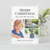 Prettig kerstfeest 3 foto collage Oom Tante Feestdagenkaart (Staand voorkant)