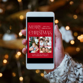 Prettig Kerstfeest 3 Foto Rood Feestdagen Kaart