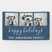 Prettig Kerstfeest 3 foto's - Kan de kleur navy WI Spandoek (Horizontaal)