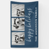 Prettig Kerstfeest 3 foto's - Kan de kleur navy WI Spandoek (Verticaal)