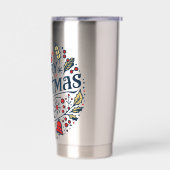 Prettig kerstfeest 3 geïsoleerde drinkbeker (Links)