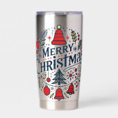 Prettig kerstfeest 3 geïsoleerde drinkbeker (Voorkant)