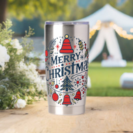 Prettig kerstfeest 3 geïsoleerde drinkbeker