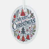 Prettig kerstfeest 3 glas ornament (Voorkant links)