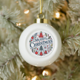 Prettig kerstfeest 3 keramische bal ornament
